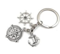 Onwomania navigation ancre taxe globe nord sud porte-clés métal porte-bonheur en boîte cadeau alu, idéal pour offrir en cadeau