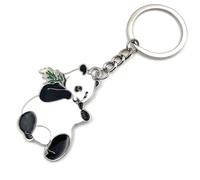 Onwomania Panda mangeur Ours Bambou Porte-clés métal porte-bonheur en boîte cadeau alu, idéal pour offrir en cadeau