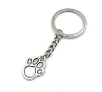Onwomania patte empreinte animal porte-clés métal porte-bonheur en boîte cadeau alu, idéal pour offrir en cadeau