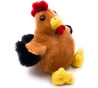 Onwomania Peluche Coq Poulet assis Hauteur 15 cm Marron