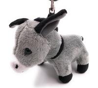 Onwomania Peluche / Doudou / Tissu Animal Porte-clés âne gris debout 14 cm
