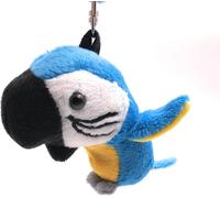 Onwomania Peluche / Doudou / Tissu Animal Porte-clés Perroquet bleu Oiseau 13 cm