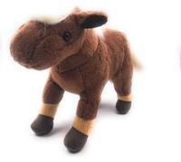 Onwomania Peluche Tissu Animal Cheval brun debout Comtois 26 cm
