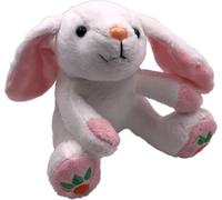 Onwomania Peluche Tissu Animal Lapin blanc avec carottes sur les pieds 14 cm