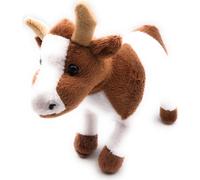 Onwomania peluche tissu animal vache veau bœuf brun blanc 23 cm