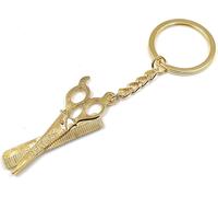 Onwomania Pendentif Ciseaux Styliste Coiffeur Peigne Porte-clés métal porte-bonheur en boîte cadeau alu, idéal pour offrir en cadeau