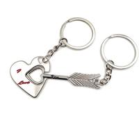 Onwomania Pendentif Couple Amour Coeur Porte-clés métal Porte-bonheur en boîte cadeau alu, idéal à offrir