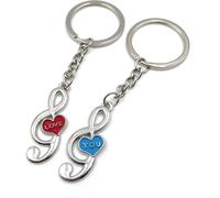 Onwomania Pendentif couple Note d'amour Porte-clés métal porte-bonheur dans boîte cadeau alu, idéal pour offrir