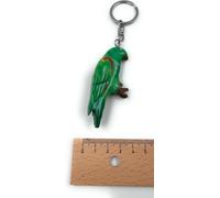 Onwomania Perroquet Amazone Oiseau Handmade Porte-clés en bois, porte-bonheur dans boîte cadeau en alu, idéal pour faire un cadeau