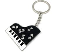Onwomania Piano à queue avec notes de musique et cristaux Porte-clés métal porte-bonheur en boîte cadeau alu, idéal pour offrir en cadeau