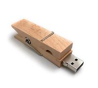 Onwomania Pince à Linge Pince en Bois véritable Gluupperl Funny Clé USB 128 Go USB 3.0 Support de données USB
