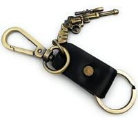 Onwomania Pistolet Revolver Arme Porte-clés métal Porte-bonheur en boîte cadeau alu, idéal pour offrir en cadeau