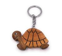Onwomania Porte-clé tortue en bois avec armure animalier en armure de reptile prédateur