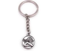 Onwomania Porte-clés ange messager sacré ciel en cercle argent pendentif Keychain