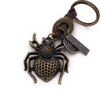 Onwomania Porte-clés araignée vermine insecte dégoûtant bronze cuir porte-clés