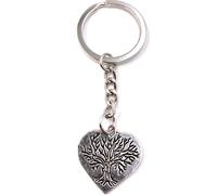 Onwomania Porte-clés Argent Métal Cœur avec Arbre de Vie Amour Pendentif