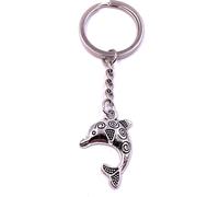 Onwomania Porte-clés argent métal dauphin poisson baleine avec motif océan mer