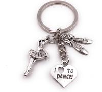 Onwomania Porte-clés Ballerine Chaussons de danse Danseuse I love to dance argent Pendentif Keychain