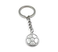 Onwomania Porte-clés ballon de football ballon de football pendentif plat en métal argenté