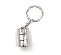 Onwomania Porte-clés baril baril huile pendentif en métal argent charme