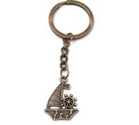 Onwomania Porte-clés bateau bateau gouvernail bronze métal pendentif breloque