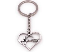 Onwomania Porte-clés battement de cœur foi chrétienne dans le cœur argent pendentif Keychain
