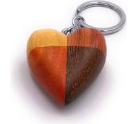 Onwomania Porte-clés bois cœur amour multicolore symbole d'amour pendentif Charm