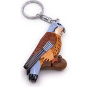 Onwomania Porte-clés bois oiseau perroquet perruche bleu marron oiseau d'élevage canari pendentif Charm