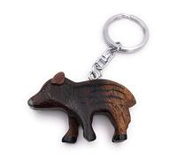 Onwomania Porte-clés bois pendentif cochon sanglier unique multicolore pour adultes, Unisex