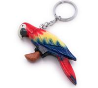 Onwomania Porte-clés bois perroquet oiseau perruche oiseau d'élevage rouge pendentif Charm