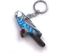 Onwomania Porte-clés bois perroquet perruche bleue oiseau d'élevage canari pendentif Charm