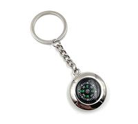 Onwomania Porte-clés boussole pendentif en métal argenté