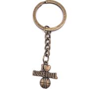 Onwomania Porte-clés bronze I love Basketball Pendentif métal Charm
