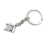 Onwomania Porte-clés caméra avec lentille en cristal - Porte-bonheur en métal - Dans une boîte cadeau en aluminium - Idéal pour offrir, argenté, taille unique