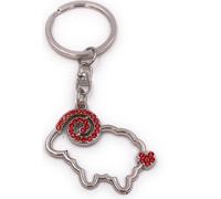 Onwomania Porte-clés Capricorne Bélier Chèvre rouge Strass argent Pendentif Keychain