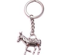 Onwomania Porte-clés Charge âne Animal Cheval Argent Métal Pendentif Charm