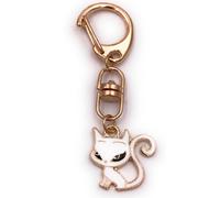 Onwomania Porte-clés chat blanc animal de compagnie chat mignon pendentif or Keychain