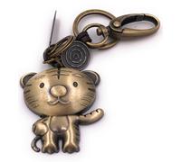 Onwomania Porte-clés Chat Chat debout mignon bronze Pendentif cuir Keychain