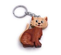 Onwomania Porte-clés Chat en Bois Animal de Compagnie Mignonne Gueule de Bois Chaton Gueule de Bois Pendentif Nez en Fourrure Stubentiger