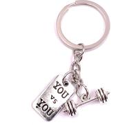 Onwomania Porte-clés Chien Cochon Lève-toi et entraîne-toi Argent Métal Pendentif Charm