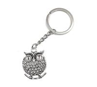 Onwomania Porte-clés chouette aigle assis sur une branche - Porte-bonheur en métal - Dans une boîte cadeau en aluminium - Idéal pour offrir, argenté, taille unique