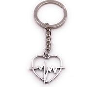 Onwomania Porte-clés coeur amour creux avec battement de coeur symbole d'amour argent pendentif Keychain
