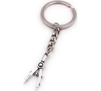 Onwomania Porte-clés compas instrument de dessin cercles piste circulaire argent pendentif Keychain