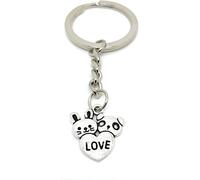 Onwomania Porte-clés Couple Panda Teddy Argent Métal Pendentif Charm