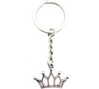 Onwomania Porte-clés Couronne Transparente Tête de Roi Couverture Argent Métal Pendentif Charm