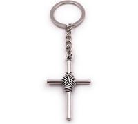 Onwomania Porte-clés croix avec corde corde foi christianisme argent pendentif Keychain