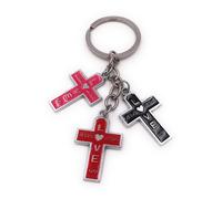 Onwomania Porte-clés Croix Jésus Love You Foi bleu rose noir rouge Pendentif Keychain