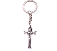 Onwomania Porte-clés Crucifix Jésus Croix N.R. Argent Métal Pendentif Charm