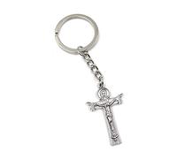 Onwomania Porte-clés Crucifix Jésus Croix N.R. Charm pendentif en métal argenté