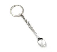 Onwomania Porte-clés Cuillère Argenterie Simple Pendentif Argent Métal Charm